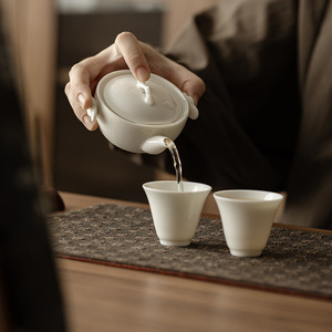 Guanlan White Porcelain Teapot Handmade Round With Lid Kung Fu <b>Tea</b> <b>Set</b> Afternoon <b>Tea</b> Brewing Vessel - Product Image 2