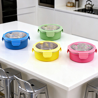 Boîte à lunch isotherme en acier inoxydable, durable, simplicité moderne, pour enfants, ensemble bento, couvercle en plastique, design mignon, anti-fuite, 1,1 L