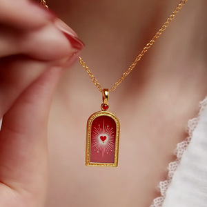 Fábrica al por mayor corazón estrella colgante collares chapado en oro Cadena de acero inoxidable collares de moda para niñas MOQ solo una pieza - Product Image 4