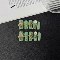 Lot de faux ongles carrés réutilisables en gros, design cerise 3D uni, en gel souple, ongles artificiels à presser personnalisés avec colle