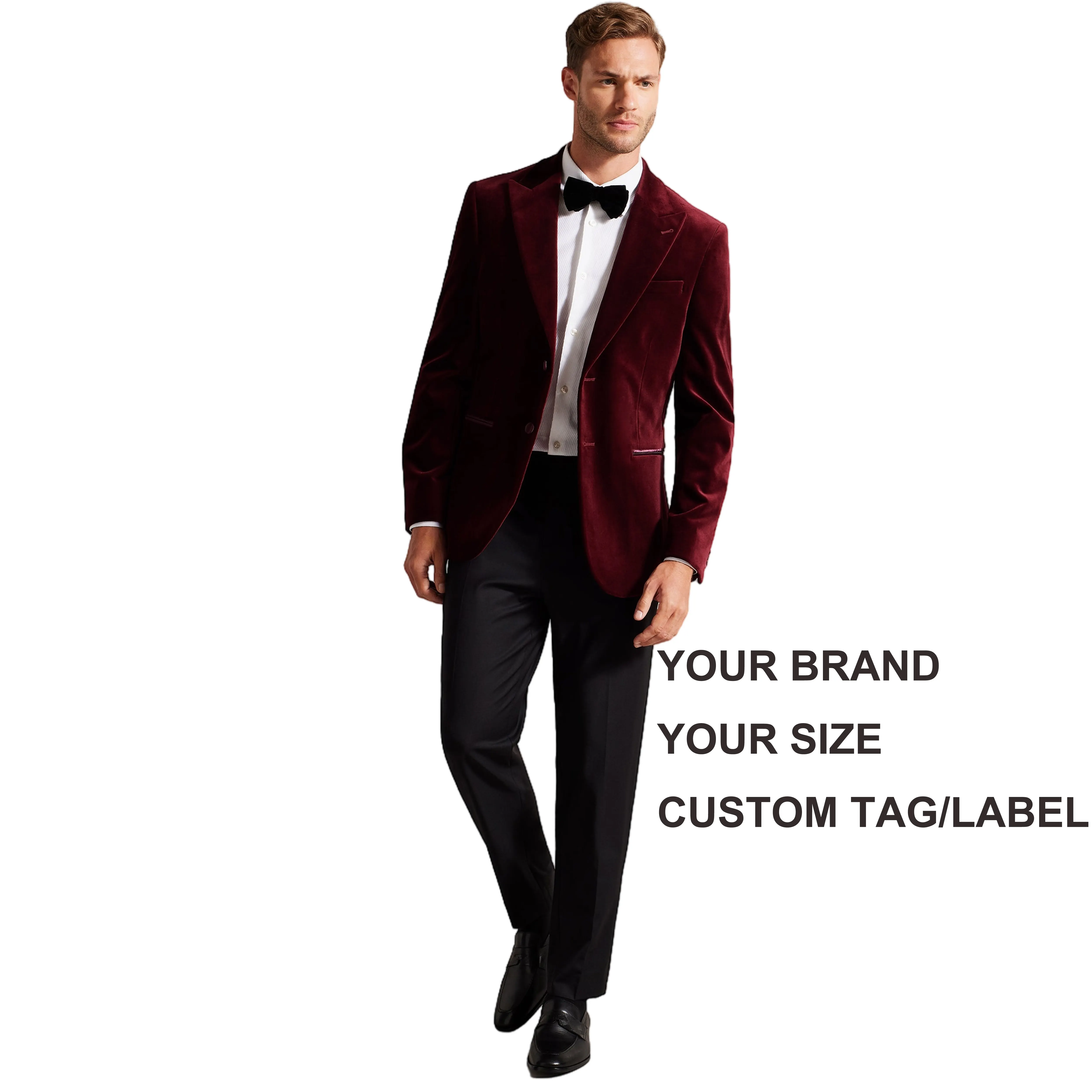 High Luxury Quality Custom Burgundy Groom Wedding Cotton Velvet Blazer Slim Fit Tuxedo Suits Wholesale Tuxedo Suits