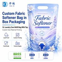 Sac de conditionnement personnalisé pour adoucissant textile en boîte 3L avec robinet anti-fuite pour recharge de liquide, idéal pour les marques de produits de lavage