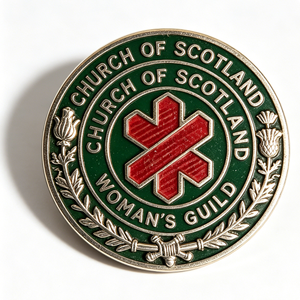 Insignia Circular de la Hermandad Femenina de la Iglesia de Escocia, Plateada, de Aleación de Zinc, con Esmalte Duro, Emblema Religioso - Product Image 2