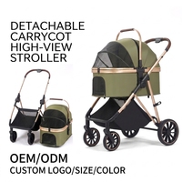Poussette de luxe pour animaux de compagnie, pliable à une main, 4 roues, toutes saisons, écologique, portable, respirante, imperméable, avec rangement – Meilleures ventes