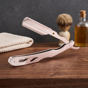 Mirha มีดโกนหนวดผู้ชายขอบตรง, มีดโกนหนวดสแตนเลสสีดำ - Product Image 3