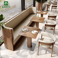 Meubles en bois incurvés semi-circulaires de restaurant occidental moderne Tables de cabine de canapé Chaises durables écologiques pour les restaurants