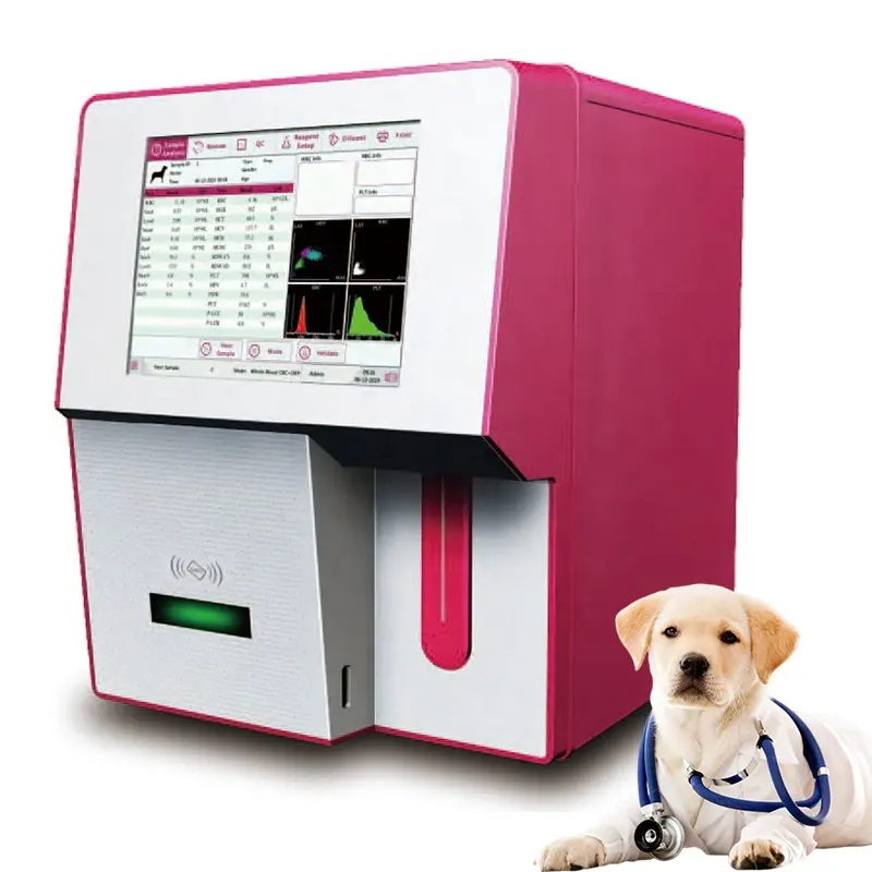 Analizador de hematologías veterinario, máquina de análisis de 5 partes de sangre completa CBC