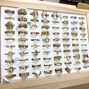 Bagues ajustables mixtes pour femmes, plaquées or 18 carats, étanches, bijoux de mariage et de fiançailles en gros, bagues en acier inoxydable en vrac - Product Image 3