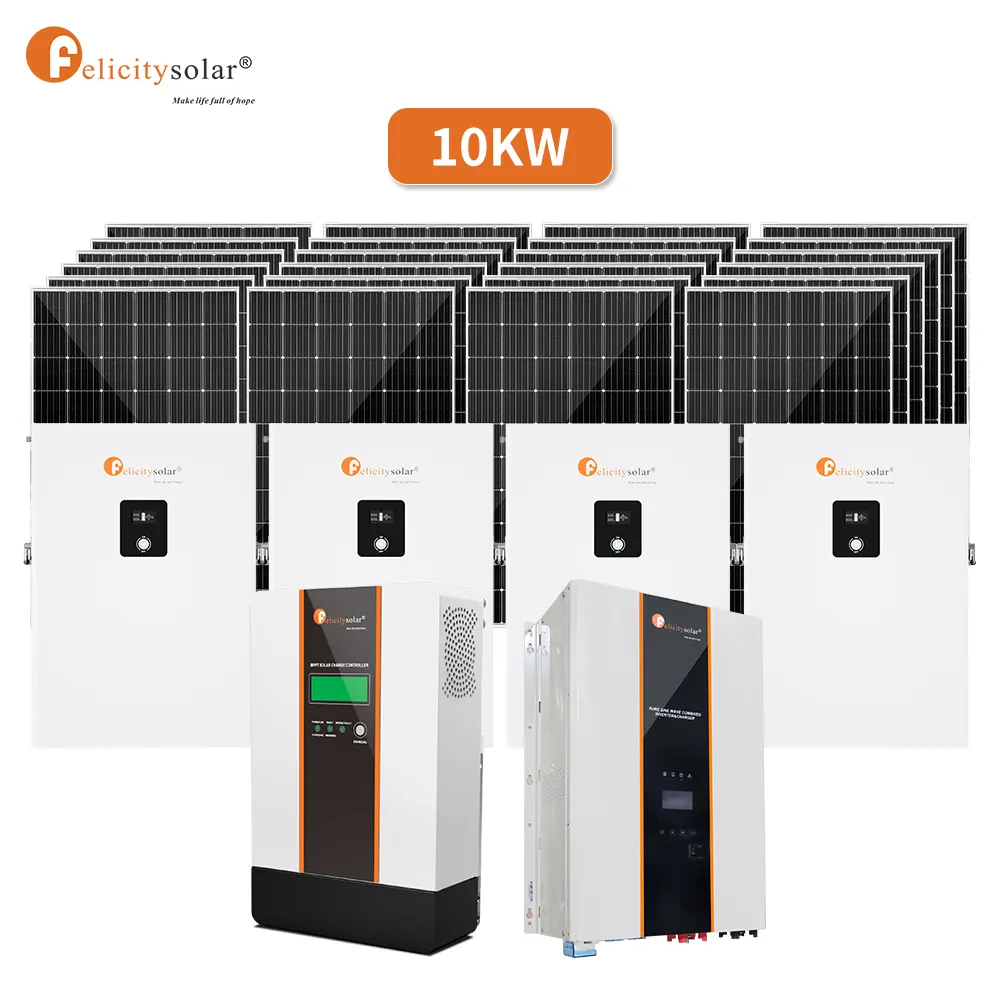Felicity năng lượng mặt trời 10KW Monocrystalline Roof Top panel năng lượng mặt trời hệ thống mô-đun biến tần năng lượng hệ thống lưu trữ tất cả trong một Ess