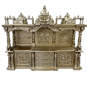 Golden Polish Big Size Foldable Temple For Home Luxury Solid Teak Wood Pooja <b>Mandir</b> Wholesale Manufacturer & Exporter For USA - Product Image 2