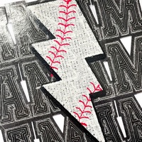 Personnalisé Baseball Foudre Boulon MAMA Sequin Patch Fer sur Paillettes Broderie Applique pour Vestes Chemises Sacs DIY Sport Décor