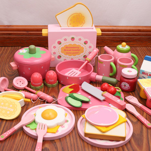 Ensemble de jouets de cuisine <span class=keywords><strong>en</strong></span> <span class=keywords><strong>bois</strong></span> pour enfants, simulation de <span class=keywords><strong>grille</strong></span>-<span class=keywords><strong>pain</strong></span> à fraises éducatif, cadeau d'anniversaire, machine à <span class=keywords><strong>pain</strong></span>, bébés, matériau PC - Product Image 2