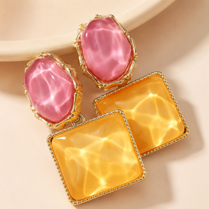 Sparkling Water Gemstone Grain Irregular Square Oval Premium Eardrops Wholesale Pendant <b>Earrings</b> for Woman - Product Image 5