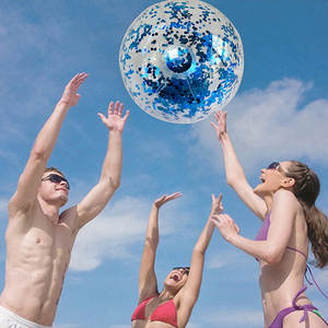 40cm/16inch Transparent PVC LED Light Beach Ball Inflatable Swimming <b>Pool</b> Toy Beautiful Confetti Sequins for Summer Water Park - Product Image 3
