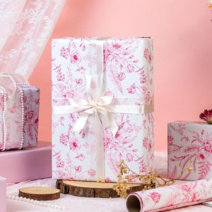 Yarcony Pink Floral Gift Wrap 17 In X 16.5 Ft Art <b>Paper</b> Vintage Toile Design For Birthday Wedding Mother's Day - Product Image 5
