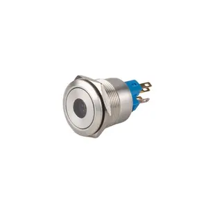 LVBO Stainless steel 12A high current power self-resetting metal button switch single point button power LED light
