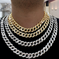Chaîne cubaine entièrement sertie de strass et de diamants pour femmes et hommes, style hip-hop, bijoux Cadena
