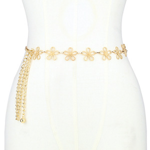 Chaîne de taille en alliage de zinc en forme de fleur, design ajouré, chaîne de corps décontractée pour femme, style ethnique, patchwork décoratif - Product Image 1