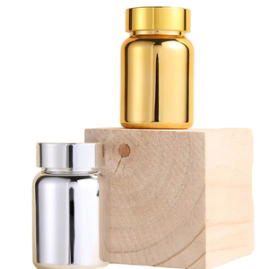 High Quality Electroplated Silver 120cc PET Medicine <b>Pill</b> Capsule <b>Bottle</b> with Screw Cap - Product Image 1