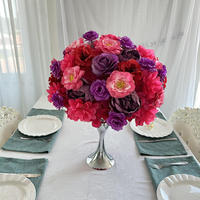 Nouveauté, rose artificielle en soie blanche de luxe de haute qualité 5D, boule de fleurs, grande taille 60 cm, centre de table et décorations de table pour mariage