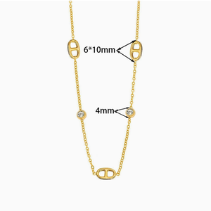 Ensemble <span class=keywords><strong>collier</strong></span> et bracelet <span class=keywords><strong>en</strong></span> acier inoxydable style luxe léger français, orné de diamants blancs et de pendentif <span class=keywords><strong>en</strong></span> forme de nez de cochon, <span class=keywords><strong>pour</strong></span> <span class=keywords><strong>femme</strong></span> - Product Image 5