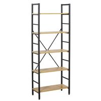 Estantería Industrial moderna de 5 niveles, estantería inclinada de madera para libros para comedor escolar o sala de estar, muebles para el hogar
