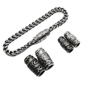 Bracelet à boucle magnétique en acier inoxydable, chaîne rétro, bijoux unisexes pour hommes et femmes, style européen américain, design moto - Product Image 5