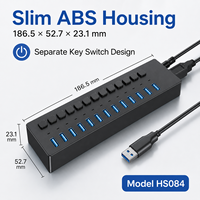 Hub USB 3.0 de 13 Puertos con Alimentación, 5Gbps, 13 Puertos USB-A, Interruptores de Encendido Individuales, Material ABS, en Stock, Garantía de 12 Meses
