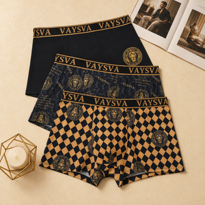 <span class=keywords><strong>Boxer</strong></span> da <span class=keywords><strong>Uomo</strong></span> con Stampa Leone, Antibatterici, Traspiranti, con Elastico Dorato e Fondo in Tessuto Oyster, Confezione da 3, Taglie L <span class=keywords><strong>XL</strong></span> 2XL 3XL - Product Image 1
