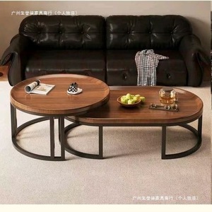 Vintage Style <b>Coffee</b> <b>Table</b> Wood Top Wrought Iron Frame Minimalist Design For Small Apartments And Balconies - Product Image 1