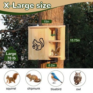 Nid suspendu en bois pour écureuils, boîte d'élevage pour animaux de jardin, mangeoire à oiseaux en bois massif, maison pour hamsters - Product Image 1