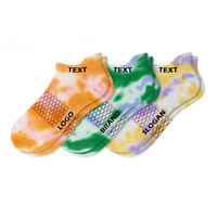 Chaussettes courtes unisexes en coton de haute qualité, tie-dye, décontractées, sportives, tricotées, basses, avec logo personnalisé