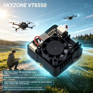 Skyzone VT6550 CNC 4W 6.5G VTX 32CH 6.0G/6.6G ดูอัลแบนด์,พัดลมเคส CNC, MMCX, <span class=keywords><strong>IRC</strong></span>, 9-36V, สำหรับอุปกรณ์เสริมโดรน FPV ระยะไกล - Product Image 1