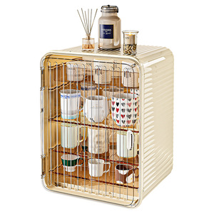 Water Cup Holder Storage Rack 2 Compartments Kitchen Desktop <b>Cabinet</b> Living Room Use - Product Image 4