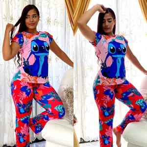 Vêtements <span class=keywords><strong>de</strong></span> <span class=keywords><strong>nuit</strong></span> Hot Sell Homewear Vêtements Cartoon Summer 2 Piece Set Casual Women Pajamas for Adult Comfortable - Product Image 5