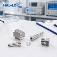 Raccords HAL-LOK pour magnétoscope, connecteur à joint de 1/4'', système de distribution de gaz haute pureté, acier inoxydable poli forgé