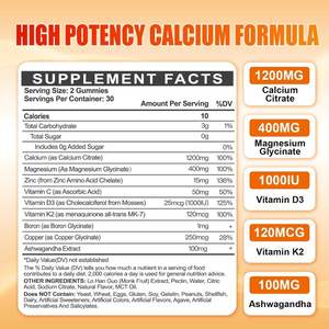 Tiktok Venta caliente Calcio Magnesio Gummies <span class=keywords><strong>D3</strong></span> <span class=keywords><strong>K2</strong></span> <span class=keywords><strong>Ca</strong></span> + 1200mg Suplemento sanitario sin azúcar Gummy Candy - Product Image 6