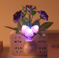 Lampu Malam Led, Lampu Malam Sensor Plum Lima Daun Romantis Led Bunga, Lampu Induksi untuk Dalam Ruangan