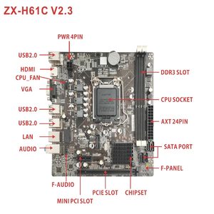 H61 ATX เมนบอร์ด LGA1155 DDR3 รองรับอินเทล-ไอ 3 ไอ 5 ไอ 7 เพนเทียม-เซลเลอรอนซีพียูดูอัลแชนเนลเดสก์ท็อปเมนบอร์ด 61 ชิปเซ็ตเมนบอร์ด - Product Image 5