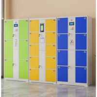 Système de casiers intelligents en acier personnalisable pour intérieur/extérieur avec serrure à code, design moderne, pieds de support assemblés et auvents anti-pluie pour bureaux