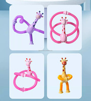 Jouet télescopique robot girafe à ventouse, lumineux, déformable, tube extensible, jouets éducatifs créatifs pour enfants
