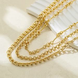 Colar de Corrente Chunky Hip-hop Punk Metal - Joia de Corrente em Forma de O Torcida e Revestida a Ouro 18K - Product Image 2