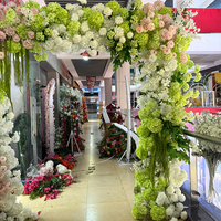 NIKA Greenery Arch Gradient Green Hydrangea Square Flower Arch Backdrop Stand untuk Dekorasi Pernikahan Luar Ruangan