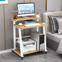 Bureau d'ordinateur mobile en métal pour petit appartement avec roulettes, plateau réglable – Idéal pour l'étude, l'écriture, le gaming, l'e-sport et le bureau