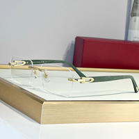 Lunettes de vue de luxe sans monture à coupe diamant, style aviateur, forme carrée irrégulière, pour lecture sur ordinateur, de créateur, pour affaires