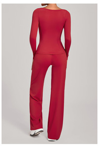 Conjuntos Deportivos para Mujer de 2 Piezas, Pantalones Holgados de Manga Larga Ajustados, Conjunto de <span class=keywords><strong>Yoga</strong></span>, Ropa Deportiva para Pilates <span class=keywords><strong>en</strong></span> Interiores - Product Image 6