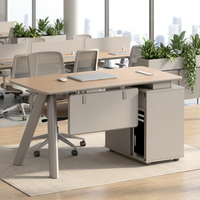 Bureau de travail modulaire sur pied, design moderne, grande capacité, personnalisable, avec tiroirs de rangement en bois durable.