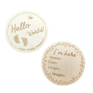 Échantillons gratuits, jetons en bois écologiques pour bébé, jalons de développement, « Bonjour le monde », cartes de suivi de la croissance mensuelle du nouveau-né, gravure de <span class=keywords><strong>naissance</strong></span> - Product Image 4