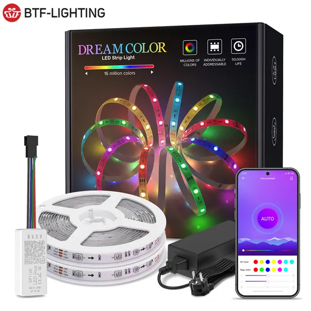 Dream Color Addressable WS2811 Blue Tooth WIFi App Control RGB Digital Led Strip Kit