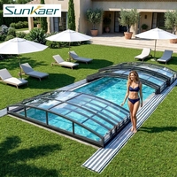 Couverture de piscine rétractable écologique au design moderne pour hôtel, toit rétractable pour villa, rétractable pour maison